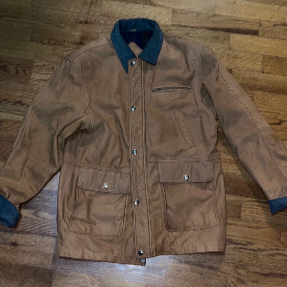 Vintage rare Men's Bachrach soft Leather Mid-Length zip button jacket sz L